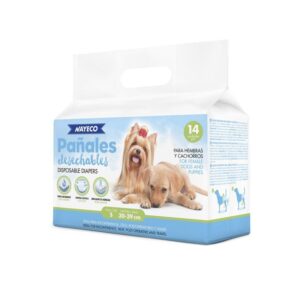 PAÑAL PARA PERRO, Hembras y Cachorros S 14uds. (30-39cm)