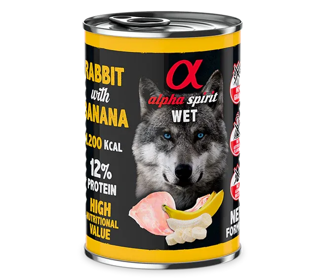 ALPHA SPIRIT ALIMENTO HÚMEDO DE CONEJO CON PLÁTANO 400gr