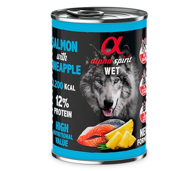 ALPHA SPIRIT ALIMENTO HÚMEDO DE SALMÓN CON PIÑA 400gr