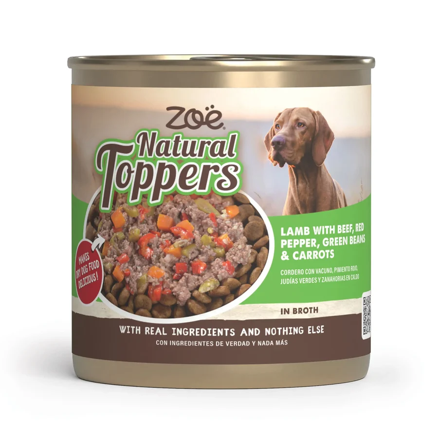 94168-Zoe-Natural-Toppers-Lamb-Beef-Red-Pepper-Green-Beans-Broccoli-Packaging-Front-ES-1.webp